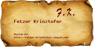 Fetzer Krisztofer névjegykártya